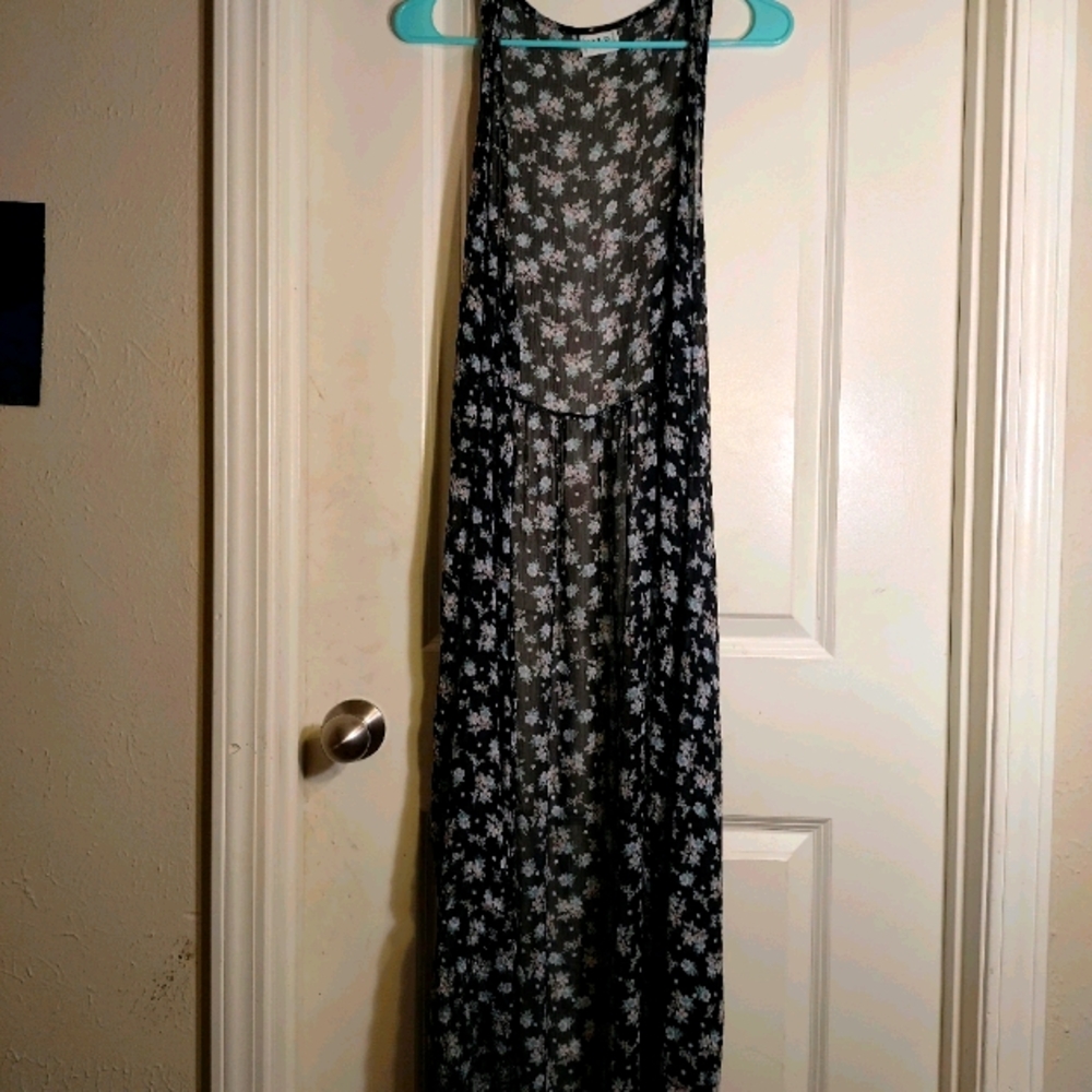 Sheer sleeveless floral cover-up